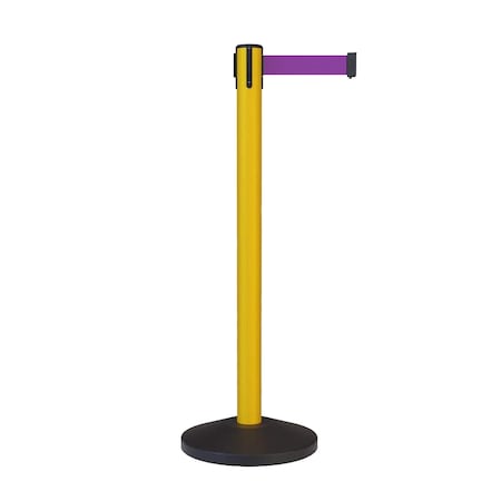 Stanchion Belt Barrier Yellow Post 9ft. Purple Belt